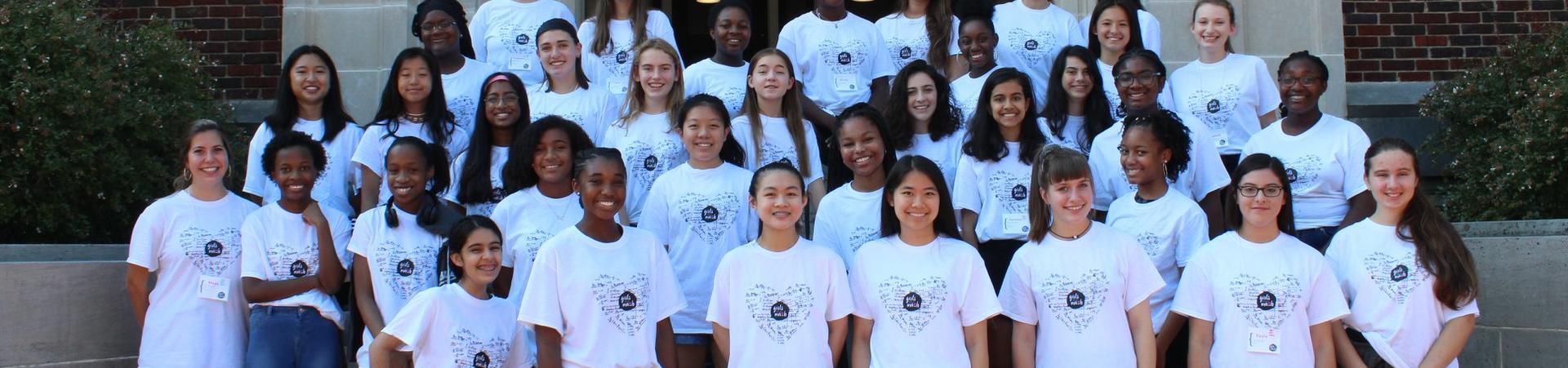 Group shot of Girls Talk Math 2020 campers